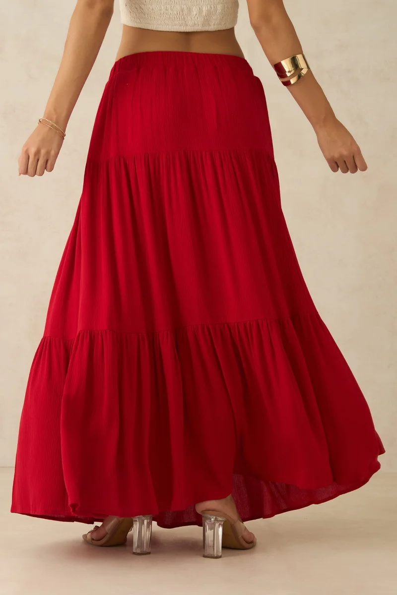 Virgio Viscose Tiered Vacation Skirts for Women