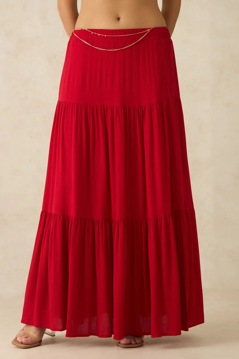 Virgio Viscose Tiered Vacation Skirts for Women