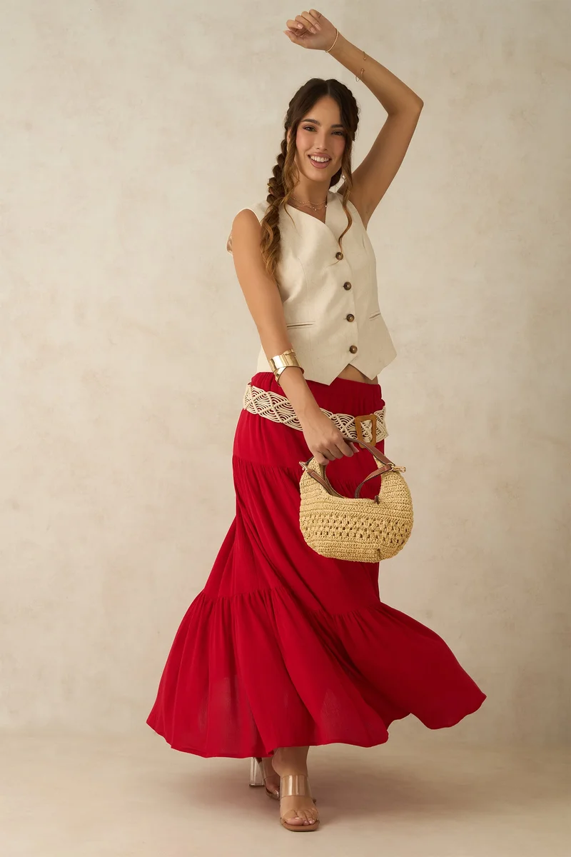 Virgio Viscose Tiered Vacation Skirts for Women