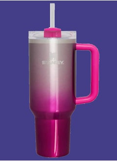 Premium 1.2L Insulated Travel Tumbler – Leakproof FlowState Lid & Reusable Straw – Double-Wall Stainless Steel for Hot & Cold Drinks – Durable, Sweatproof & BPA-Free Mug (Camelia Pink Gradient)