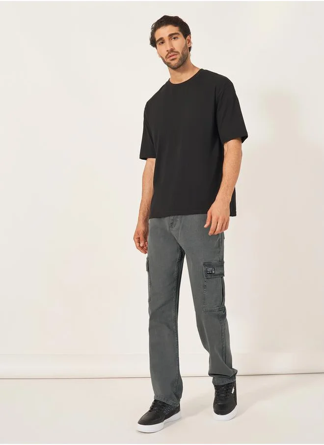 Styli Mid Rise Relaxed Fit Cargo Jeans