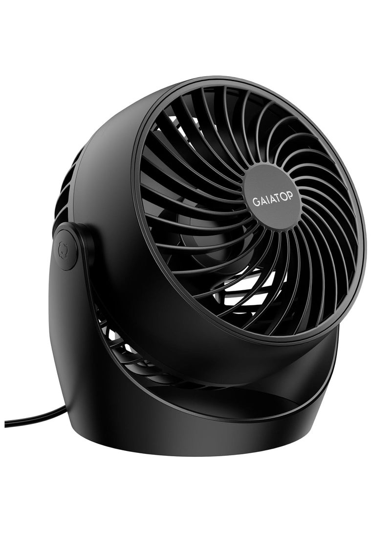 Gaiatop Desk Fan, 5-Inch Portable Electric Table Desktop Air Circulator Fans, Small but Powerful with 3 Speed 360° Adjustable Tilt for Cooling Home Dorm Office Bedroom Bathroom Kitchen, Black - Image 1