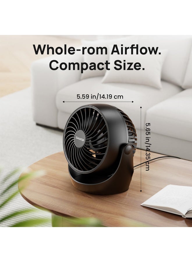 Gaiatop Desk Fan, 5-Inch Portable Electric Table Desktop Air Circulator Fans, Small but Powerful with 3 Speed 360° Adjustable Tilt for Cooling Home Dorm Office Bedroom Bathroom Kitchen, Black - Image 5
