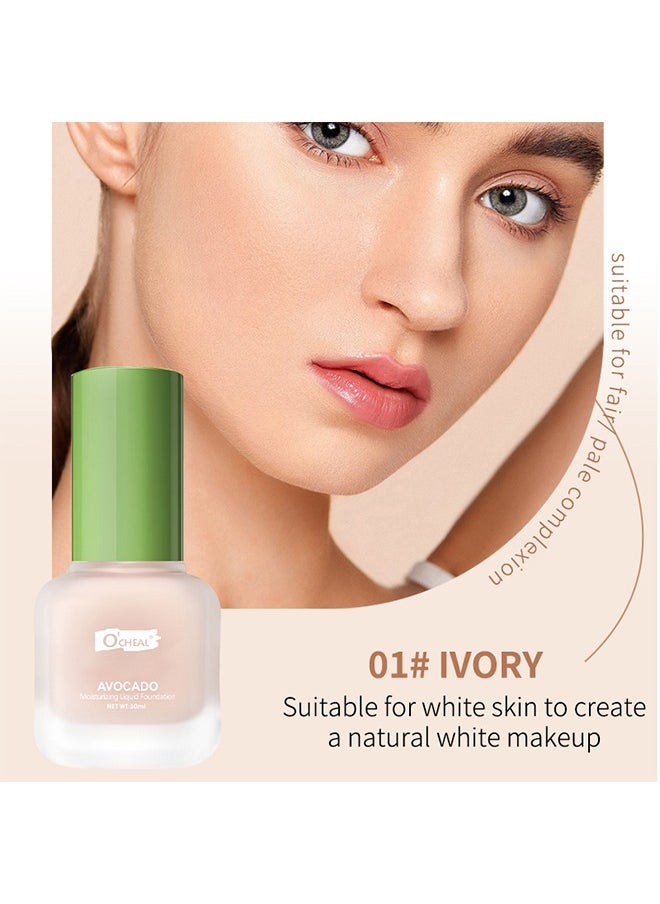 OCHEAL Avocado Moisturizing Liquid Foundation Silky Fit With Skin & Hydratted And Lightweight Concealer Moisturizing,Face24-Hour Hydration 30ml (Ivory)  - Image 2