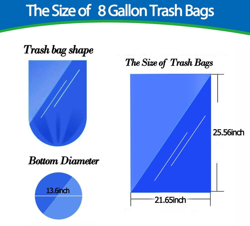HOMMALY 8 Gallon 60pcs Medium Clear Trash Bags Strong Clear Garbage Bags, Bathroom Trash Can Bin Liners, Plastic Bags for Office Home Kitchen, Waste Basket Liner, Fit 30 Liter, 7,8 Gal(8G60-Clear) - Image 2