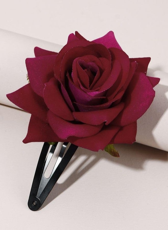RR Crafts Handmade Artificial Red Rose Flower Bride Tiktok Hairpin Red Velvet Rose Hairpin for Girls and Women (Pack of 2) - Image 3