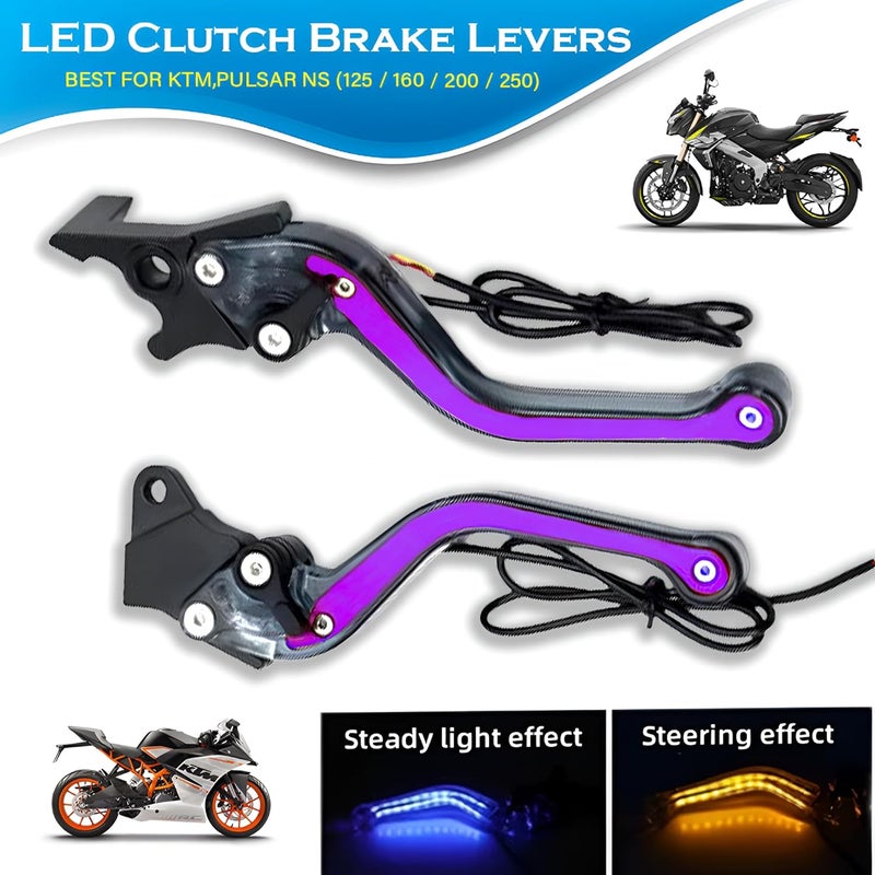 Asryd أذرع فرامل القابض LED لدراجات KTM/Pulsar NS 125/160/200/250، من الألمنيوم CNC، ضوء أزرق وأصفر - Image 2