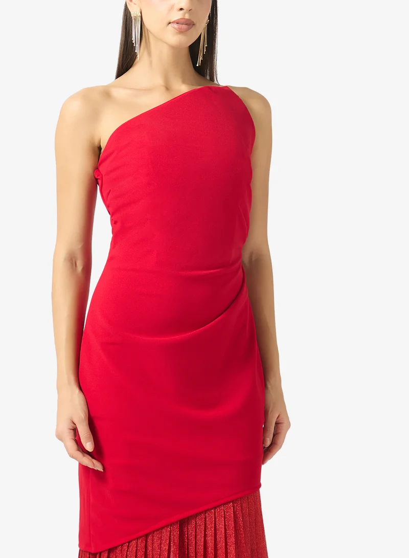 Namshi X  One Shoulder Dress With Pleated Hem for Women | Best Price UAE