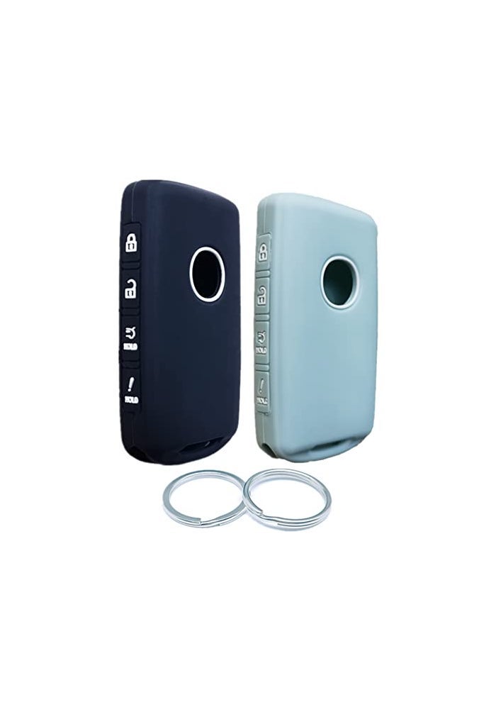 RUNZUIE 2Pcs 4 Buttons Silicone Smart Remote Key Fob Compatible with 2023 2022 2021 2020 2019 Mazda 3 6 CX30 CX50 CX5 CX9 Key Fob Cover Black and Mint Green - Image 1