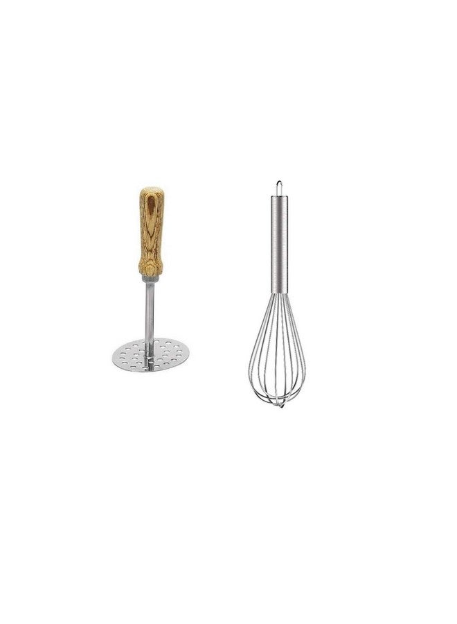 SJE WARE Sjeware Stainless Steel Potato Masher & Egg Whisk, Combo Pack of 2 pcs - Image 1