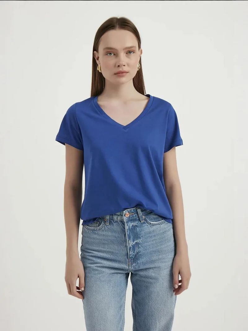 HICCUP V Neck Basic T-shirt