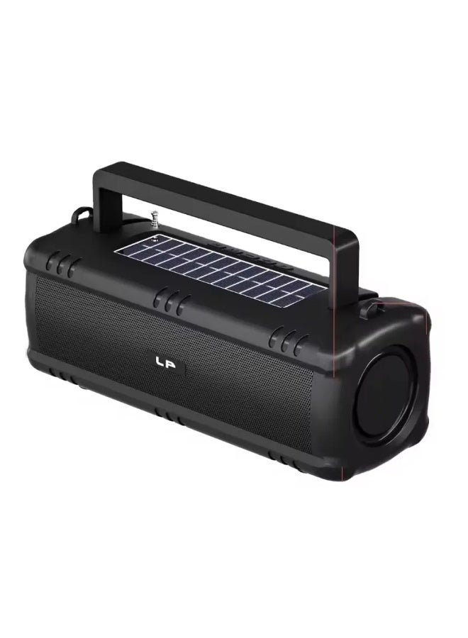 ال بي مكبر صوت بلوتوث صغير يعمل بالطاقة الشمسية LP-V71 - مكبر صوت لاسلكي محمول مزود براديو FM، ومنفذ TF/USB، ومصباح يدوي - Image 1