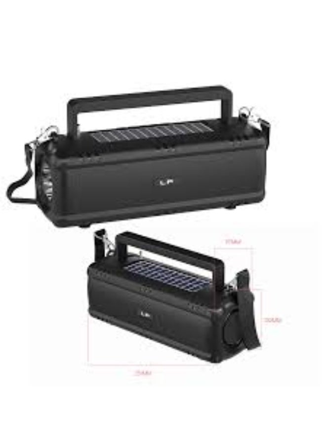ال بي مكبر صوت بلوتوث صغير يعمل بالطاقة الشمسية LP-V71 - مكبر صوت لاسلكي محمول مزود براديو FM، ومنفذ TF/USB، ومصباح يدوي - Image 3