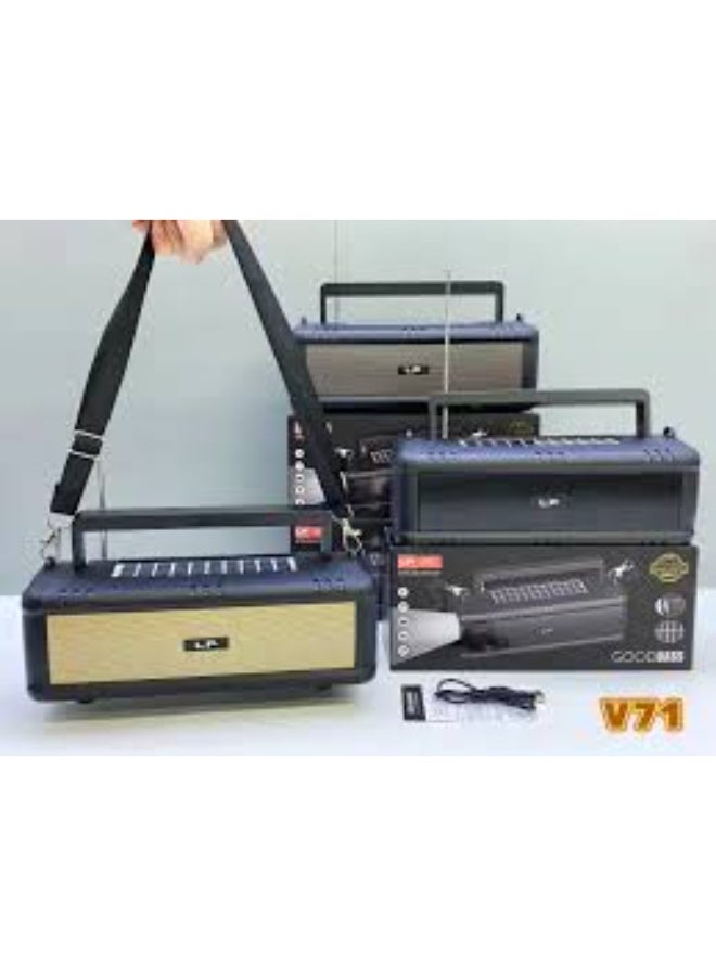 ال بي مكبر صوت بلوتوث صغير يعمل بالطاقة الشمسية LP-V71 - مكبر صوت لاسلكي محمول مزود براديو FM، ومنفذ TF/USB، ومصباح يدوي - Image 4