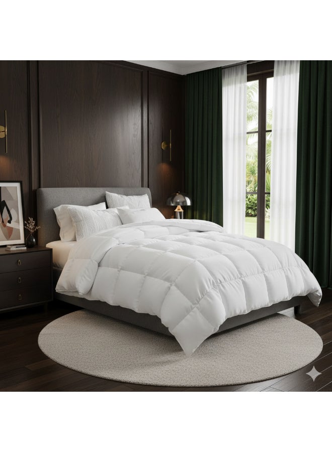 Harmony Home لحاف هارموني هوم بخطوط بيضاء من الألياف الدقيقة - 85 جرام/متر مربع | ناعم وخفيف الوزن | حجم مفرد/توين (200x140 سم) - Image 1