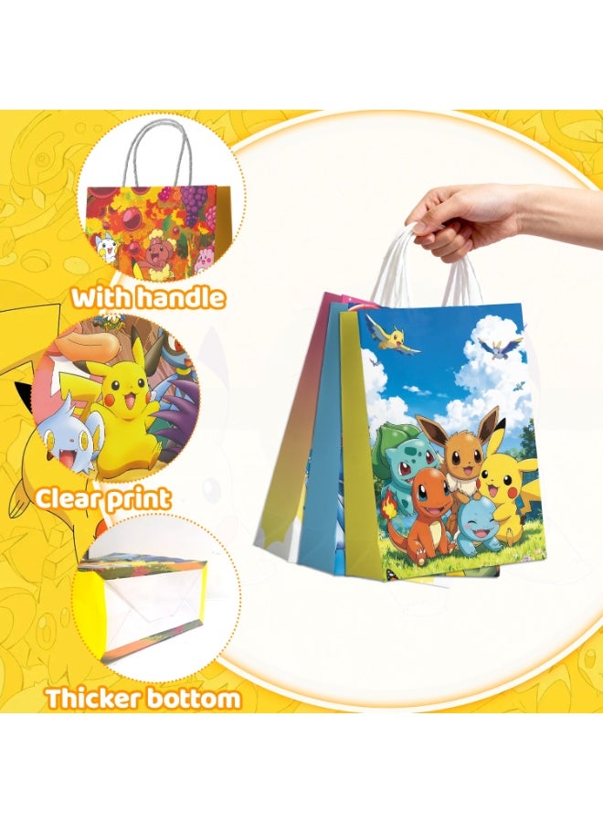 FRUITFUL PARTY Pokémon Party Paper Bags, 18pcs Pokémon Birthday Party Favors Gift Bags, Pikachu Goodie Bags, Pokéball Candy Bags, Pikachu Party Decoration Supplies - Image 4