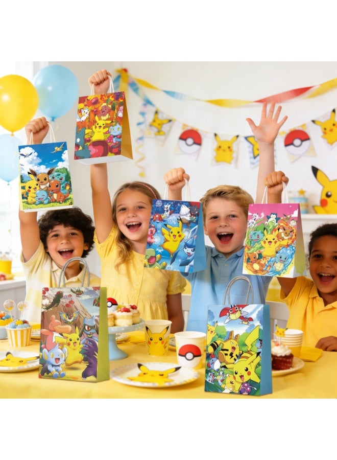 FRUITFUL PARTY Pokémon Party Paper Bags, 18pcs Pokémon Birthday Party Favors Gift Bags, Pikachu Goodie Bags, Pokéball Candy Bags, Pikachu Party Decoration Supplies - Image 5
