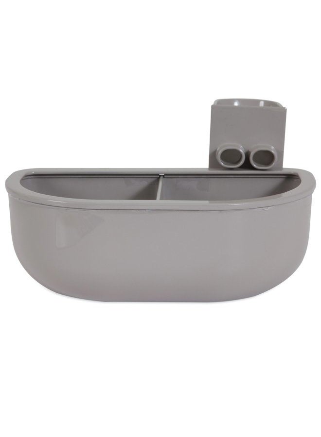 Petmate وعاء مزدوج للحيوانات الأليفة، رمادي، صغير - Image 1