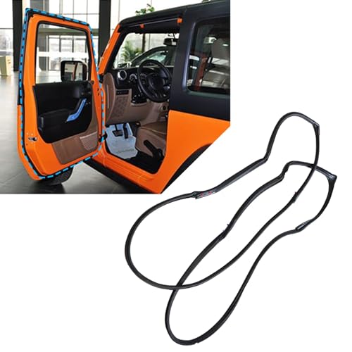 FZJDSD 1 Pair Front Full Door Felt Gasket Trim Seal Weatherstrip Compatible with Jeep Wrangler 2007-2018 Replace 55395274AW 55395275AW Driver&Passenger Front Full Door Weatherstrip Rubber Seal Strip - Image 1