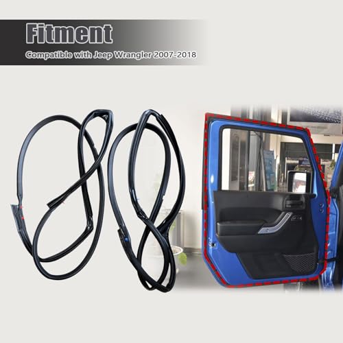 FZJDSD 1 Pair Front Full Door Felt Gasket Trim Seal Weatherstrip Compatible with Jeep Wrangler 2007-2018 Replace 55395274AW 55395275AW Driver&Passenger Front Full Door Weatherstrip Rubber Seal Strip - Image 2
