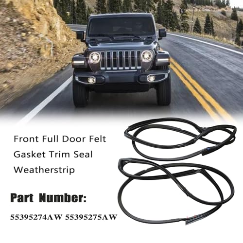 FZJDSD 1 Pair Front Full Door Felt Gasket Trim Seal Weatherstrip Compatible with Jeep Wrangler 2007-2018 Replace 55395274AW 55395275AW Driver&Passenger Front Full Door Weatherstrip Rubber Seal Strip - Image 4