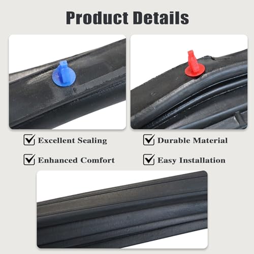 FZJDSD 1 Pair Front Full Door Felt Gasket Trim Seal Weatherstrip Compatible with Jeep Wrangler 2007-2018 Replace 55395274AW 55395275AW Driver&Passenger Front Full Door Weatherstrip Rubber Seal Strip - Image 3