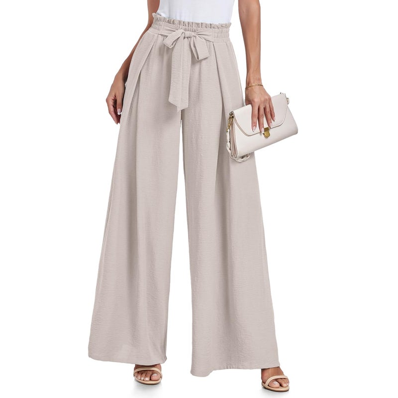 Lepunuo Womens Casual Wide Leg Pants High Waisted Straight Long Trousers Palazzo Pants - Image 1