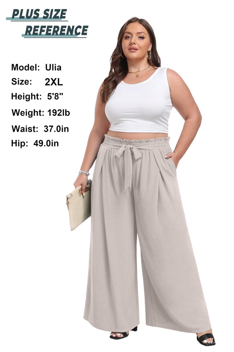 Lepunuo Womens Casual Wide Leg Pants High Waisted Straight Long Trousers Palazzo Pants - Image 4