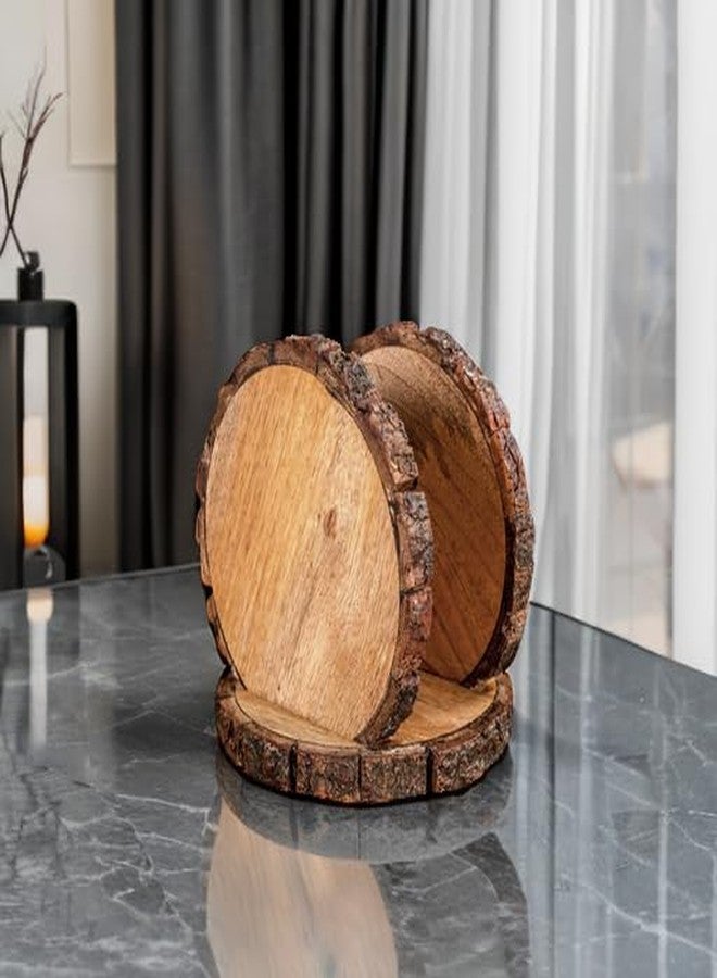 Winlay Kitchen Dining Table Countertop Living Room Home, Bar Restaurant Indoor Outdoor Use Mango Farmhouse Paper Napkin Storage Dispenser |Mango Wood bark Napkin Holder | Size 5.5x5.5x5.5 - Image 5