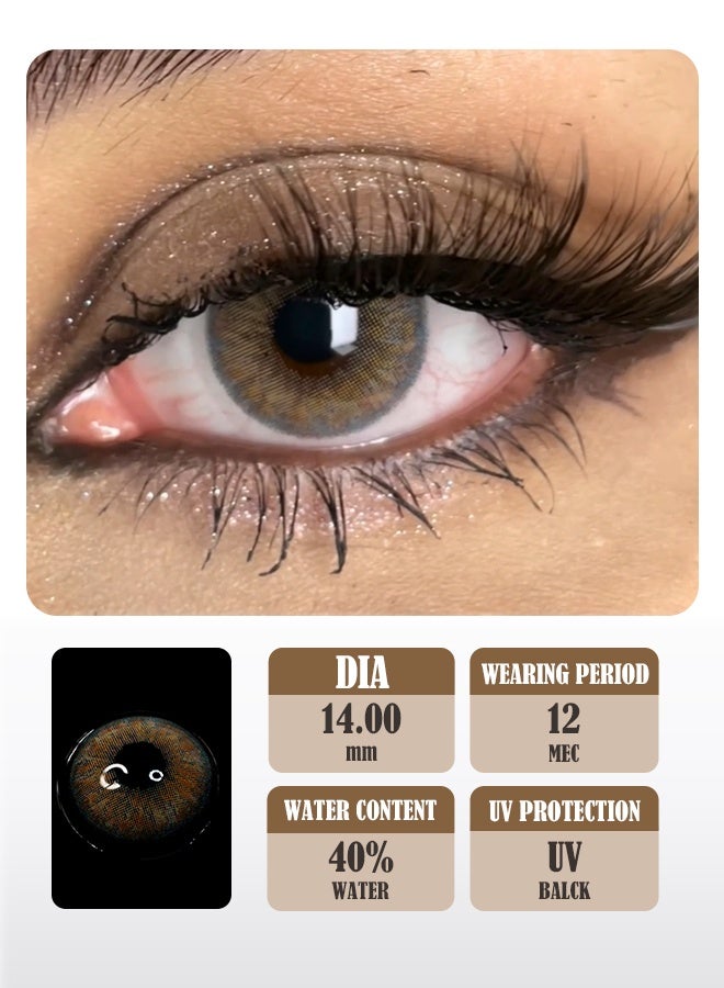 عدسات لاصقة ملونة باللون البني، للاستخدام السنوي، عدسات تجميلية ناعمة ذات مظهر طبيعي؛ مناسبة للمكياج، والارتداء اليومي، والحفلات. - view 4