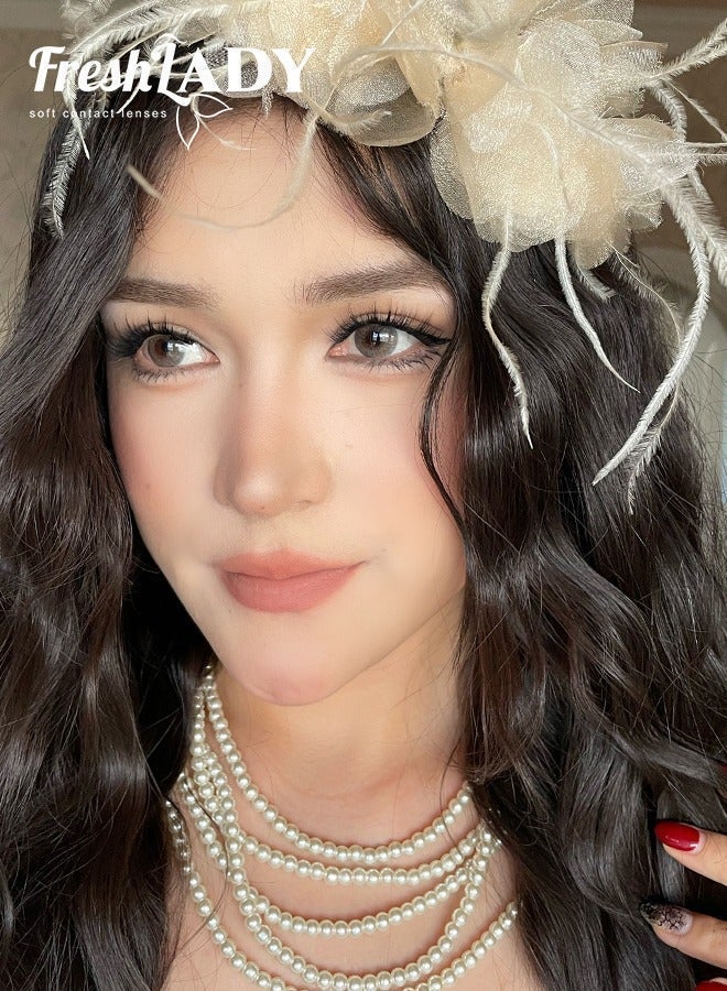 عدسات لاصقة ملونة باللون البني، للاستخدام السنوي، عدسات تجميلية ناعمة ذات مظهر طبيعي؛ مناسبة للمكياج، والارتداء اليومي، والحفلات. - view 5