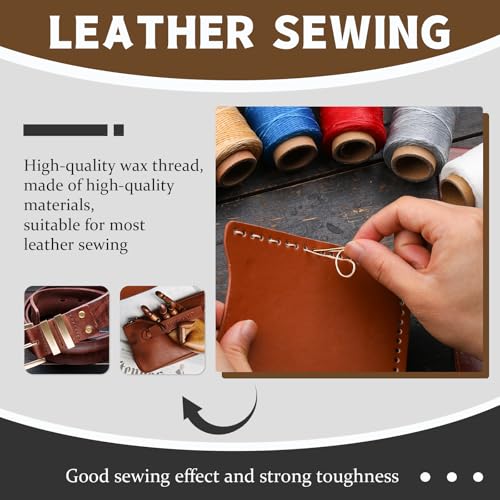 Jupean Waxed Thread, 150m /164Yards Medium Coffee Leather Waxed Thread, Leather Sewing Threads, Hand Stitching Threads for Hand Sewing, Bookbinding, and Beginners Craft DIY - Image 5