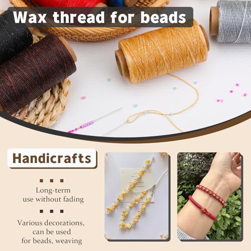 Jupean Waxed Thread, 150m /164Yards Medium Coffee Leather Waxed Thread, Leather Sewing Threads, Hand Stitching Threads for Hand Sewing, Bookbinding, and Beginners Craft DIY - Image 4