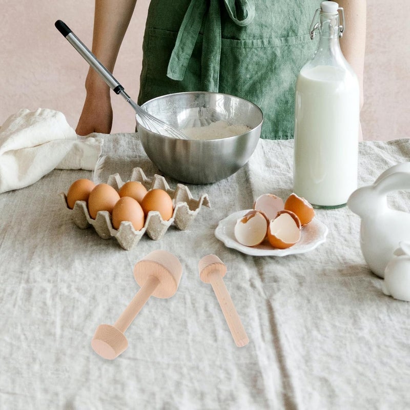 BESTonZON Wooden Tart Tamper Double-sided Baking Mold Set Large and Small Egg Tart Pressers for Pastry Shaping Kitchen Bakeware Tool and Pie Dough Tool - Image 5