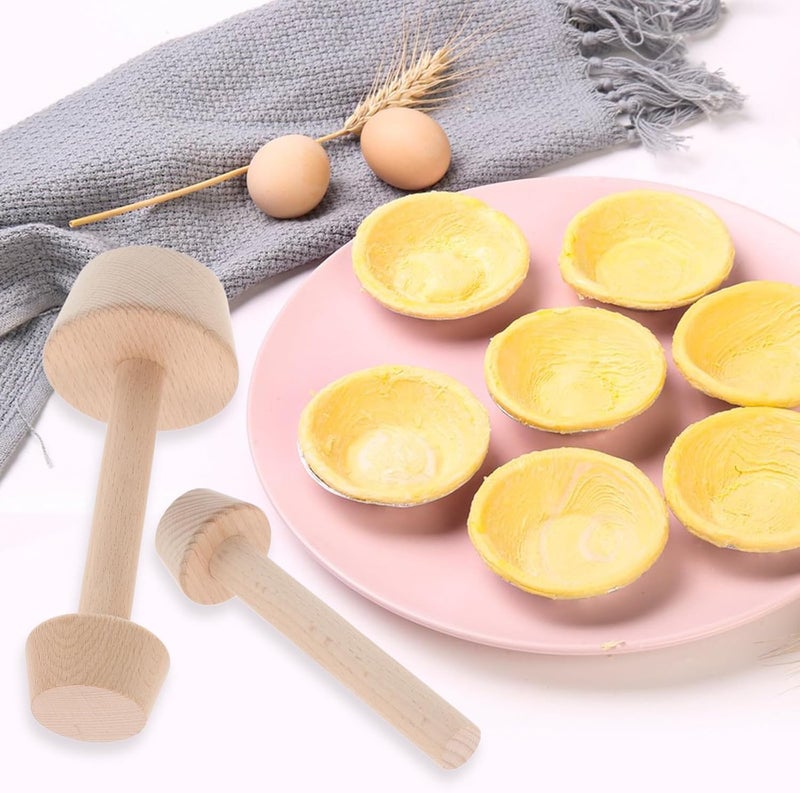 BESTonZON Wooden Tart Tamper Double-sided Baking Mold Set Large and Small Egg Tart Pressers for Pastry Shaping Kitchen Bakeware Tool and Pie Dough Tool - Image 4