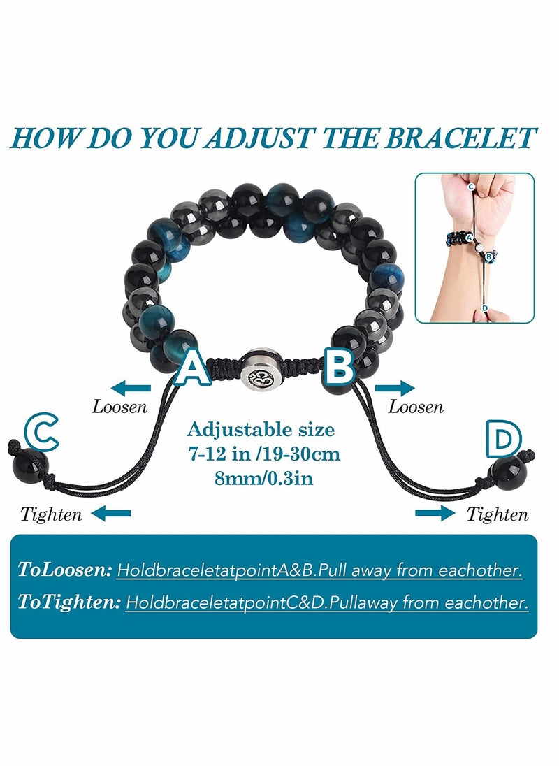 SYOSI - Triple Protection Bracelet for Protect & Balance Energy Crystal Bracelets for Men Women Bring Good Luck  Prosperity Tiger Eye Hematite Black Obsidian Jewelry Natural Stone Healing Bracelet - Image 1