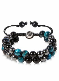 Triple Protection Bracelet for Protect & Balance Energy Crystal Bracelets for Men Women Bring Good Luck  Prosperity Tiger Eye Hematite Black Obsidian Jewelry Natural Stone Healing Bracelet