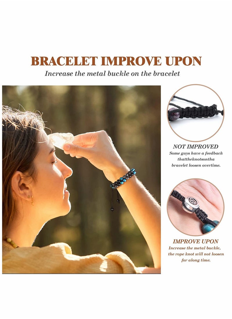 SYOSI - Triple Protection Bracelet for Protect & Balance Energy Crystal Bracelets for Men Women Bring Good Luck  Prosperity Tiger Eye Hematite Black Obsidian Jewelry Natural Stone Healing Bracelet - Image 1