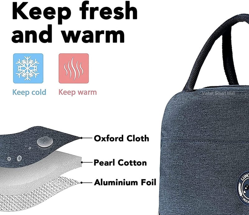 Vishal Smart Mall VishAl smart MAll Insulated Lunch Bags Small for Women Work, Student, Kids to School, Thermal Cooler Tote Bag, Picnic Organizer Storage Lunch Box Portable and Reusable (Multicolor)  - Image 5