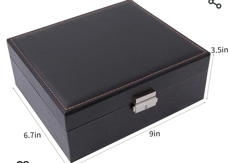 Jewelry Box Organizer for Women Girls, Large 2-Tier PU Leather Storage Case, Travel Jewelry Holder Cabinet with Removable Tray and Compartment for Necklace, Earrings, Bracelets, Rings and Row
