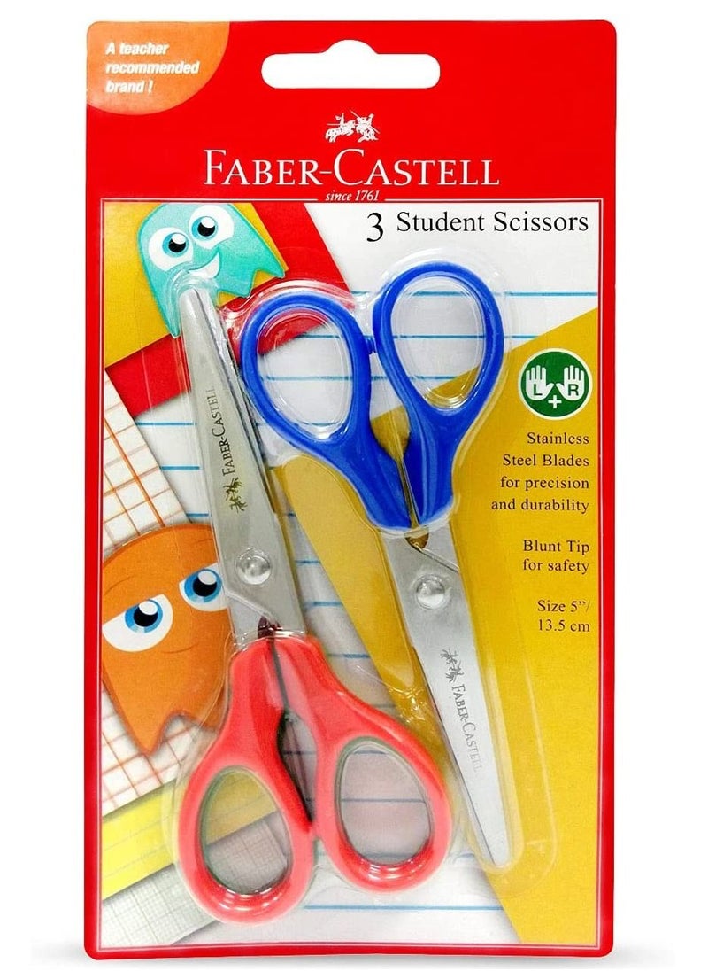 FABER-CASTELL 3-Piece Student Scissors Assorted Colors  - Image 1
