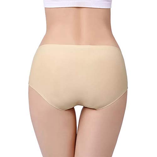PLUMBURY® Women's Seamless Hipster Ice Silk Panty,Pack of 2, Beige/Red, Size XXL - Image 3