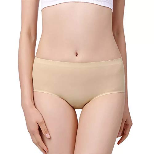 PLUMBURY® Women's Seamless Hipster Ice Silk Panty,Pack of 2, Beige/Red, Size XXL - Image 2