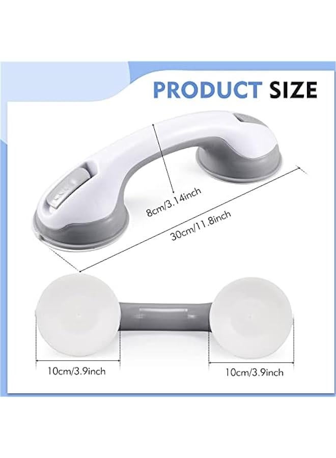 HOOKOR 2 Pack Grab Bars for Shower, 12 Inch Shower Handle Strong Suction Shower Grab Bar for Shower Chair Stool, Bathroom Safety Bar for Seniors, Elderly, Handicap (Grey)  - Image 3