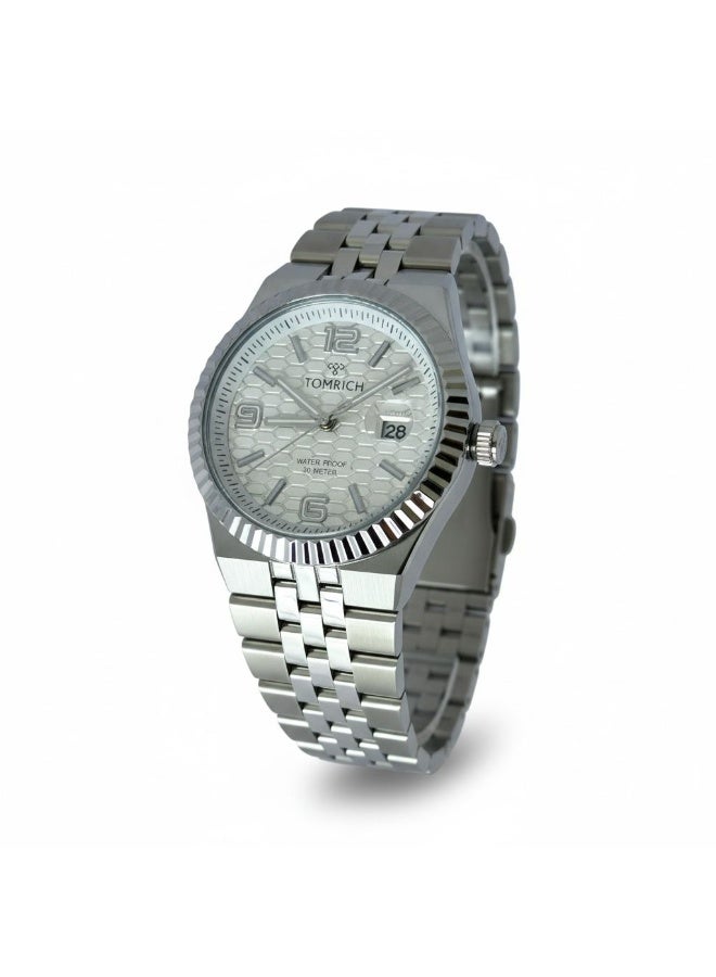 TOMRICH Royal Hive Men’s Analog Watch Stainless Steel Silver Bracelet with Date Display 30M Water Resistant - Image 2