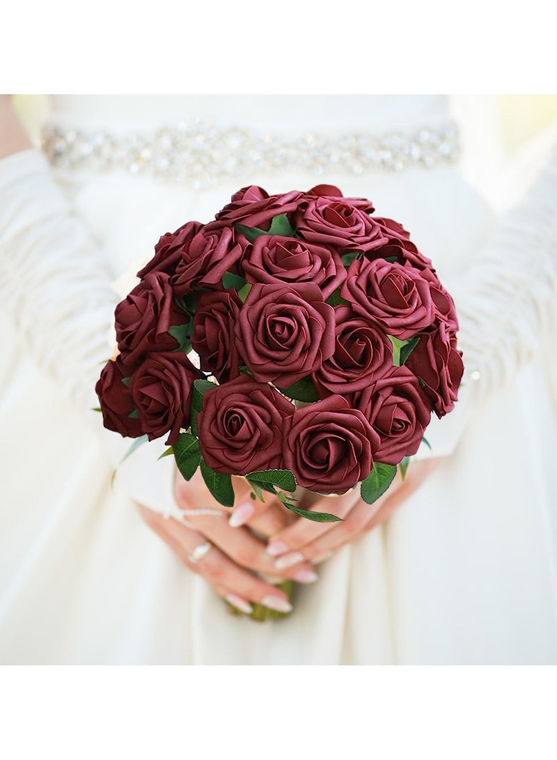 Generic 25 Pcs Artificial Foam Roses with Stems, 8cm Flowers for Wedding Bouquets, Centerpieces, and DIY Decor - Image 3