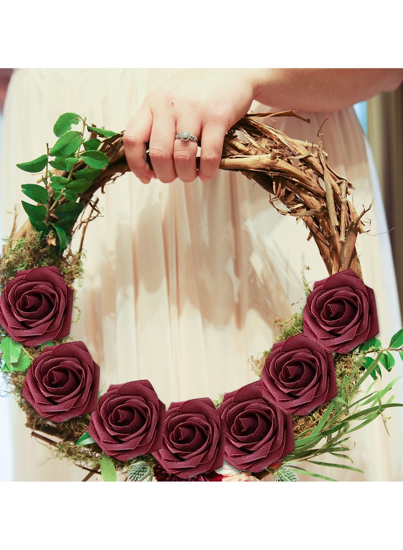 Generic 25 Pcs Artificial Foam Roses with Stems, 8cm Flowers for Wedding Bouquets, Centerpieces, and DIY Decor - Image 2