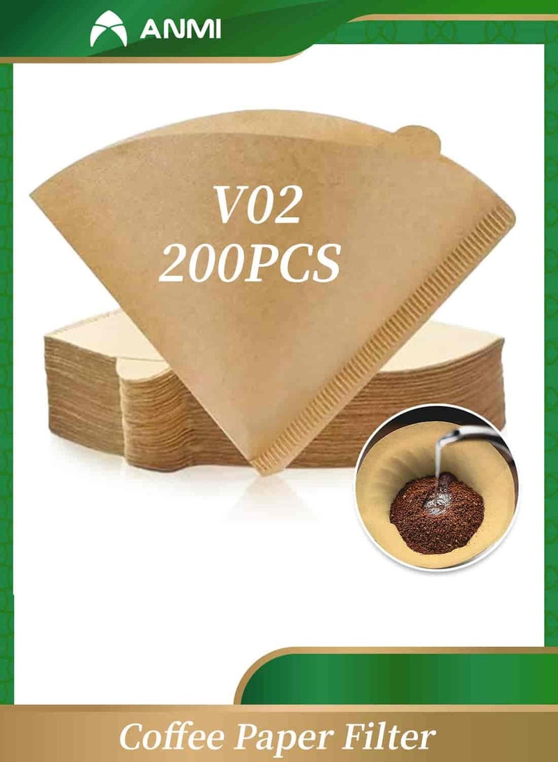 Anmi 200 Piece Coffee Paper Filter V60 Size 02 Brown - Image 1
