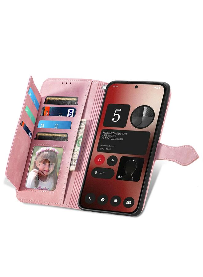 اس-توب جراب هاتف Case For Nothing Phone 2a من الجلد بسحاب ونقشة زهور - Image 4