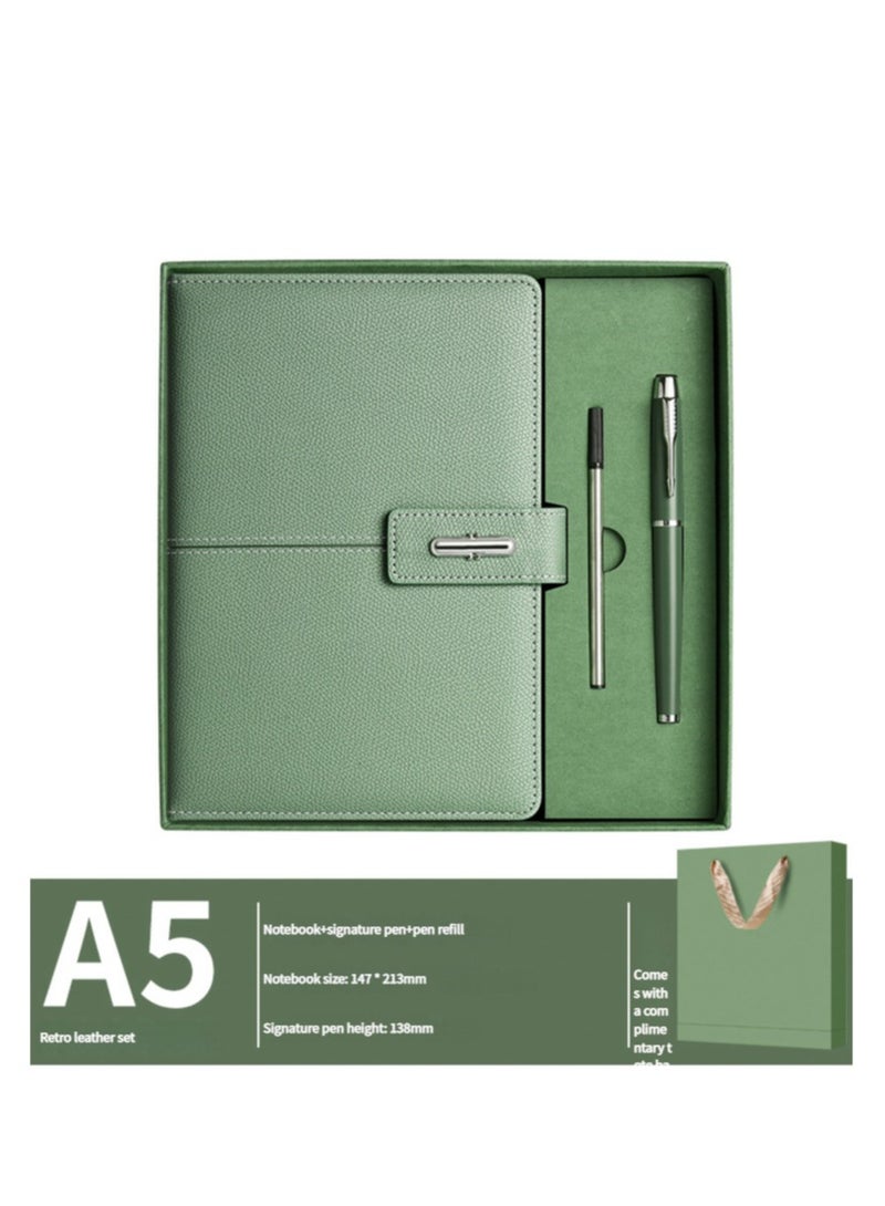 Generic Business Green Eye-Friendly Notebook Set - Student Diary, Corporate Office Gift, Includes Pen, Refills, and Tote Bag  - Image 2